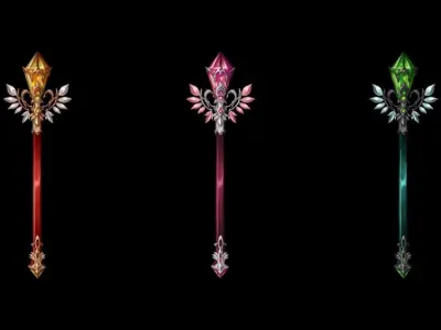 Royal Guard Magic Wand Low-poly 3D model