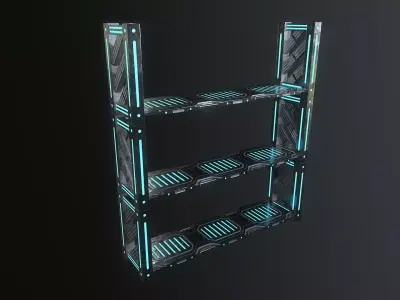 Sci-fi Closet Shelf type 1 Low-poly 3D model