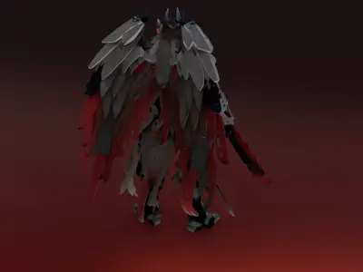 Crimson Seraph Infernal Mech Guardian Low-poly 3D model