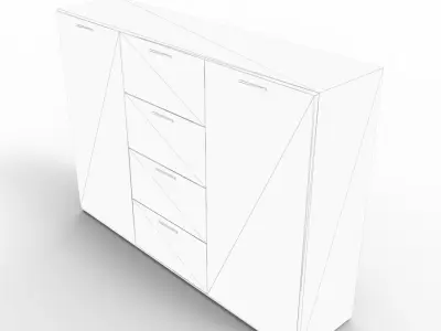 Cabinet sideboard with drawers Low-poly 3D model