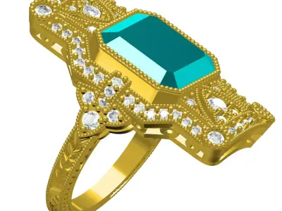 Vintage Art Deco Style Ring 2 3D print model