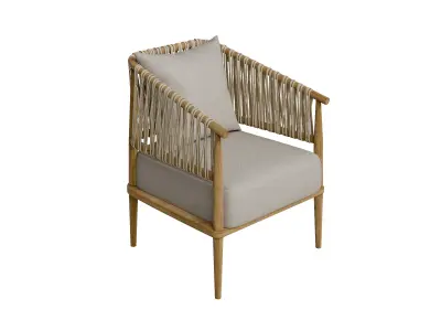 Accent Chair With Weave Rope Design And Seat Cushion Low-poly 3D model