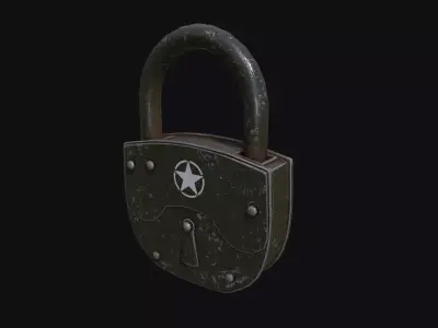 Old army padlock Low-poly 3D model