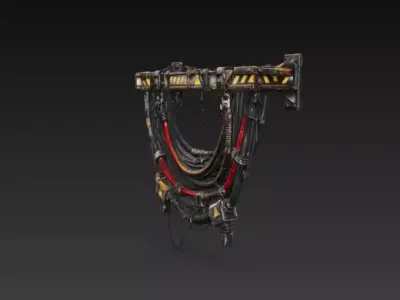 Sci-Fi Industrial Cable Bundle - Hanging Wires System -Low Poly Low-poly 3D model