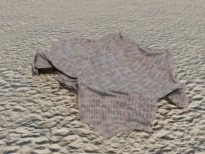 Arabian style tent in the middle of the desert Low-poly 3D model