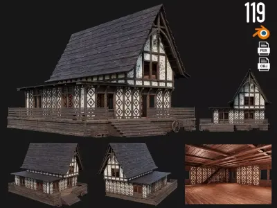 Old Medieval Building 4K Textures GameReady 119 Low-poly 3D model