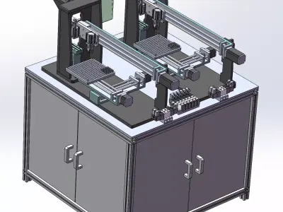 Double-station assembly machine for screw valve body 3D model
