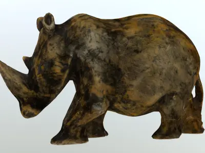 Hippo Stone Figure Low-poly 3D model