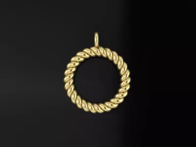 Thin Narrow Rope Twist Pendant Mid Size 18mm Length 3D print model