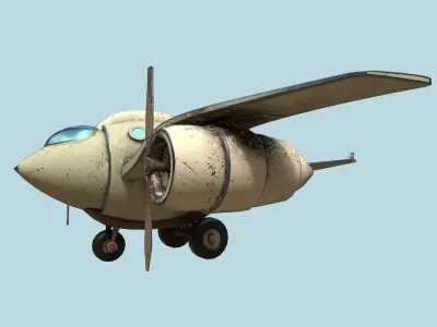 Fat Seagull cartoony stylized plane - 2 texture sets Low-poly 3D model