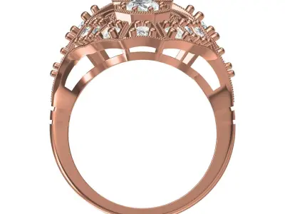 Antique Art Deco Filigree Engagement Ring 3 3D print model