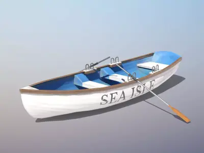 Boat With Oars Low-poly 3D model