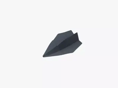 Paper Plane Black Low-poly 3D model