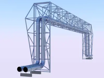 Pipeline bridge chrome 3D model