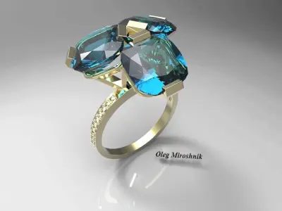 Ring with topazes Free 3D model