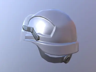 Safety Helmet With Face Screen Low-poly 3D model