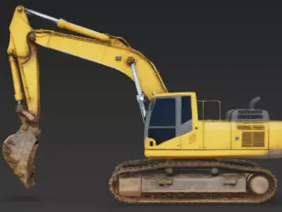 Heavy-Duty Yellow Crawler Excavator 3D Model Low-poly 3D model