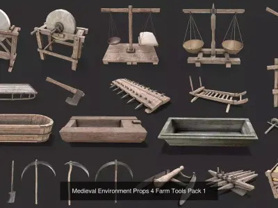 Medieval Farm Tools Collection 3D Model Pack