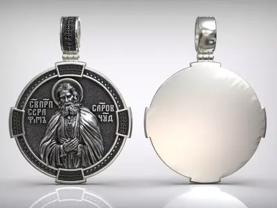 Saint Seraphim of Sarov Antique Relief Medallion 3D print model