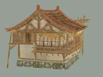 Japan Asian Medieval Hut House 3D Model Low-poly 3D model