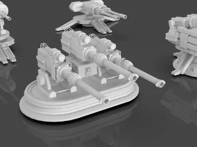 Turret and AA Gun Defense Pack - 7 - 40 Props - Untextured 3D model