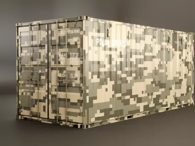 Military Intermodal Shipping Container 20-foot-long Low-poly 3D model