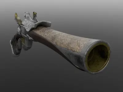 Flintlock Pistol Low-poly 3D model 5