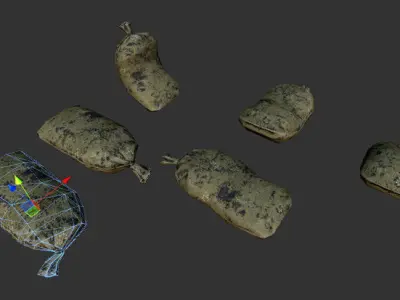 Military Sandbags Low-poly 3D model buy