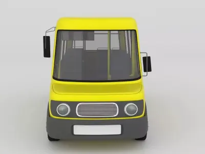 Stylized Cartoon School Bus 3D Model Low-poly 3D model