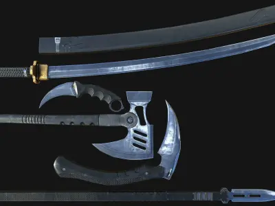 Melee weapons Low-poly 3D model get