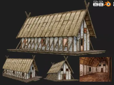 Old Medieval Building House 4K Textures GameReady 89 Low-poly 3D model