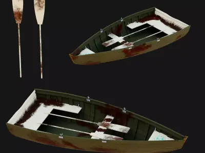 Wooden Boat Low-poly 3D model buy