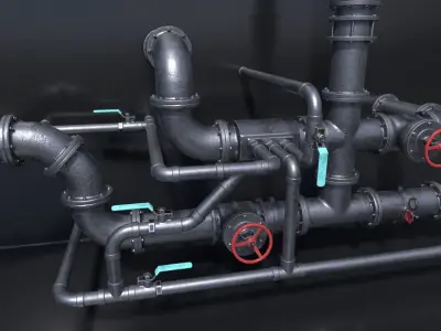 Pipe Kit Low-poly 3D model