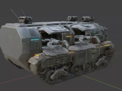 Sci-Fi Drone Carrier - Armored Tracked Vehicle Game Ready PBR Low-poly 3D model