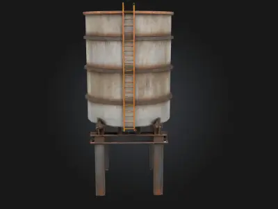 Reservoir Tower  Elevated Utility with Industrial Character 3D model