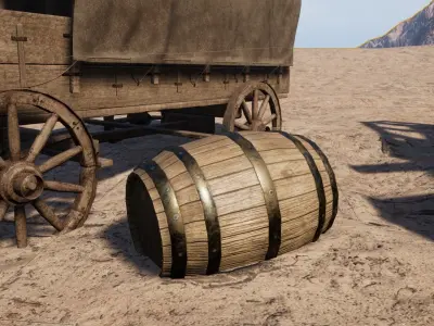 Old wooden barrel - PBR Game Ready Low-poly 3D model Low-poly 3D model