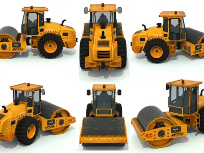 Road roller truck 2 Low-poly 3D model