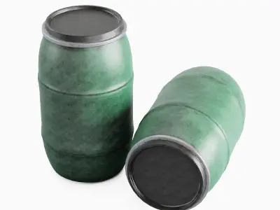 Dirty Plastic Barrel 03 Low-poly 3D model