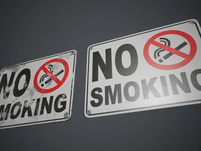 Plastic No Smoking Sign PBR Game Ready Low-poly 3D model