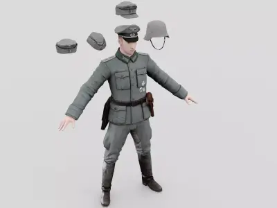 German soldiers officer Low-poly 3D model