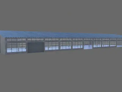 Modular warehouse Free low-poly 3D model