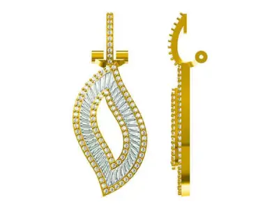 JCD Format  Antique leave shape earrings 3D print model