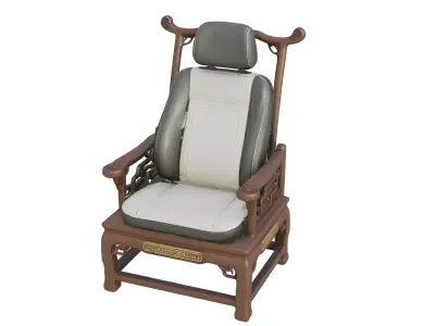 Car seat single decorated in ancient Chinese style  Low-poly 3D model