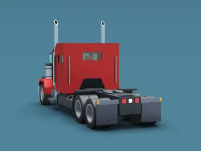 Cartoon Stylized Heavy Semi Truck Low-poly 3D model