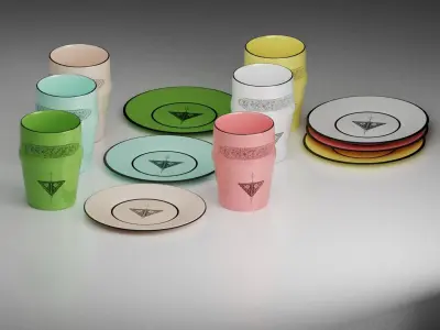 Ceramic cup in six colors - Berber logo 3D model