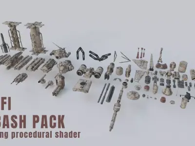 SCI FI Kitbash incl procedural shader Free low-poly 3D model