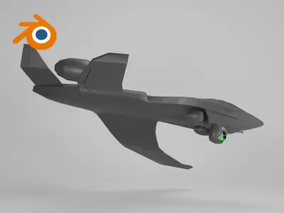 Unmanned combat aerial vehicle military gray drone UCAV 3D model