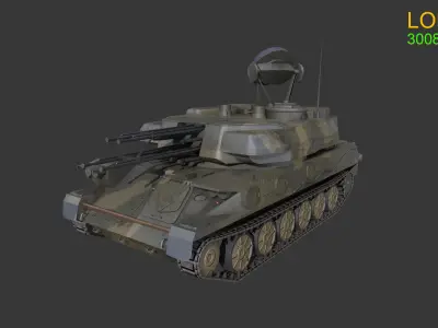 Asset - Army - Tank - ZSU 23 Low-poly 3D model