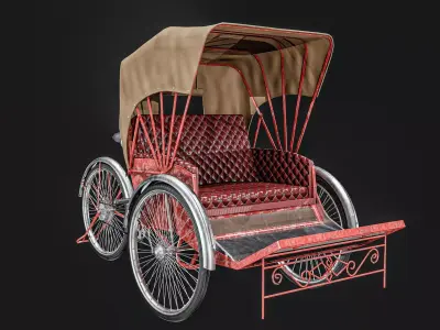 Bicycle Taxi  Rickshaw Low-poly 3D model