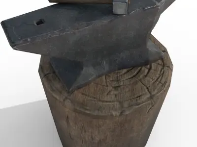 Anvil and Sledgehammer Low-poly 3D model